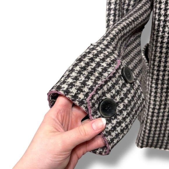 MaxMara Weekend Wool Cashmere Houndstooth Brown  Double Breasted Blazer Coat - Picture 11 of 13